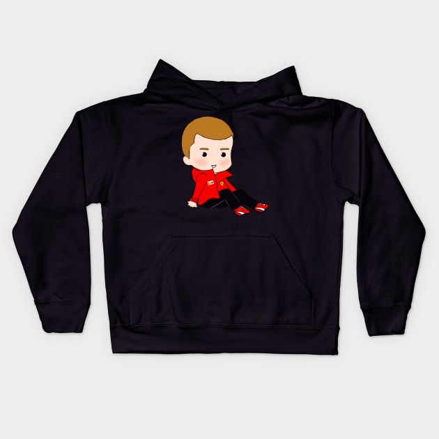 Seb Vettel Kids Hoodie by cutedrivers